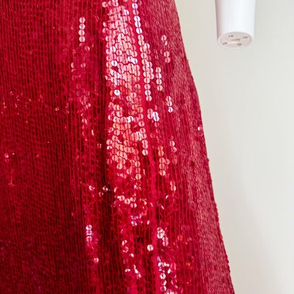 Joseph Ribkoff Gala Red Dequion Low Plunge Open Back Bia Cut Gown M - Picture 5 of 12